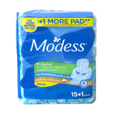 Modess Regular Sanitary Pads with Wings – 16 Pads (15+1 Bonus)